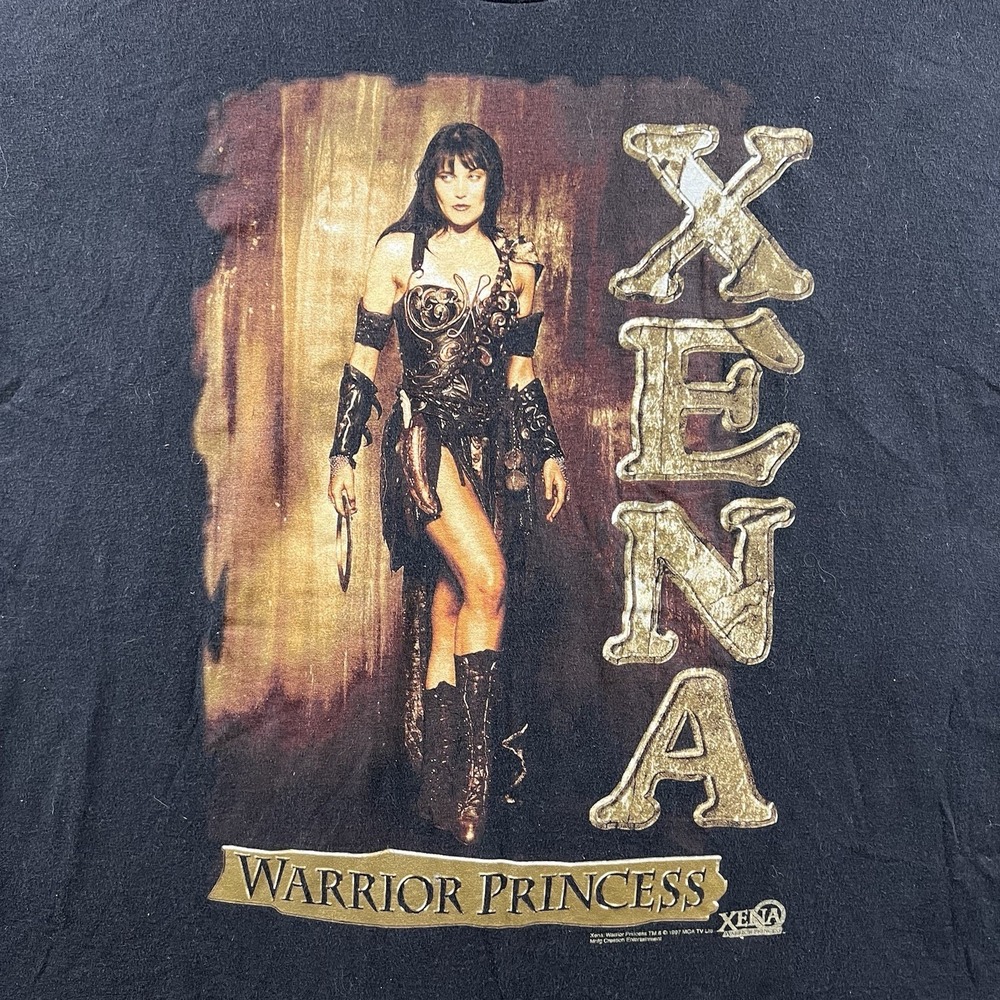 Vintage Xena Warrior Princess Shirt Mens XL Black 90s TV Promo Grunge Big Print - Picture 3 of 12